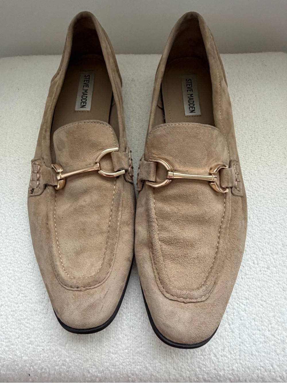 Steve Madden women’s Suede Bit Loafers in Tan